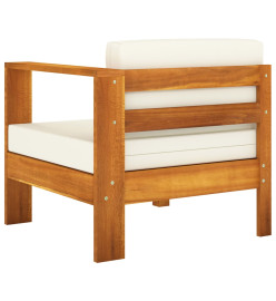 Salon de jardin 8 pcs avec coussins blanc crème bois d'acacia