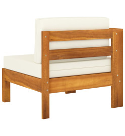 Salon de jardin 8 pcs avec coussins blanc crème bois d'acacia