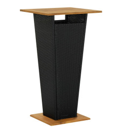 Ensemble de bar jardin 3 pcs noir poly rotin/bois massif acacia