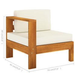 Salon de jardin 5 pcs avec coussins blanc crème bois d'acacia