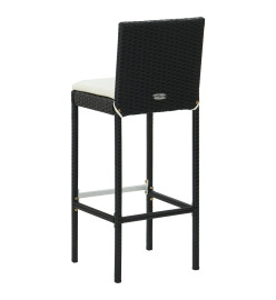 Ensemble de bar de jardin 3 pcs et coussins Résine tressée Noir