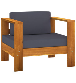 Salon de jardin 5 pcs avec coussins gris foncé Bois massif