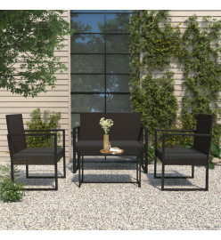 Banc de jardin avec coussins noir 106 cm résine tressée