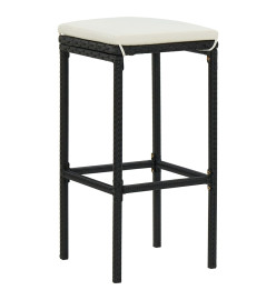Ensemble de bar de jardin 3 pcs et coussins Résine tressée Noir