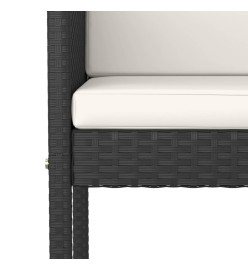 Ensemble de bar de jardin 3 pcs et coussins Résine tressée Noir
