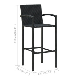 Ensemble de bar de jardin 5 pcs Noir