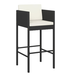 Ensemble de bar de jardin 5 pcs et coussins Résine tressée Noir