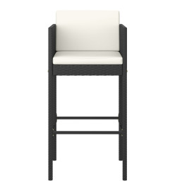 Ensemble de bar de jardin 5 pcs et coussins Résine tressée Noir