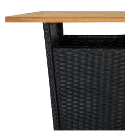 Table de bar Noir 60x60x110 cm Résine tressée et bois d'acacia