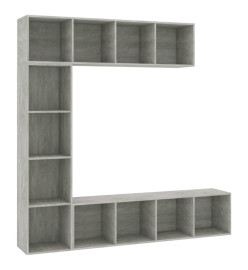 Jeu de bibliothèque/meuble TV 3 pcs Gris béton 180x30x180 cm