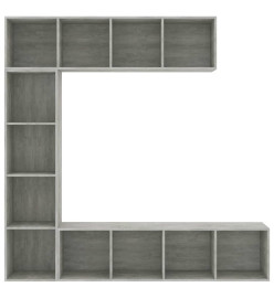 Jeu de bibliothèque/meuble TV 3 pcs Gris béton 180x30x180 cm