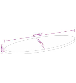 Dessus de table 140x60x3,8 cm ovale bois massif d'acacia