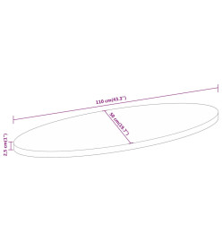 Dessus de table 110x50x2,5 cm ovale bois massif d'acacia