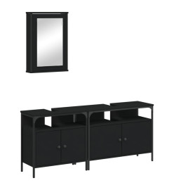 Ensemble de meubles salle de bain 3 pcs noir bois d'ingénierie