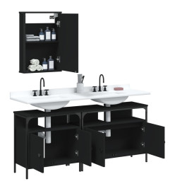 Ensemble de meubles salle de bain 3 pcs noir bois d'ingénierie