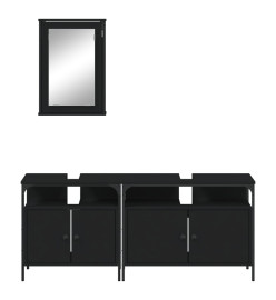 Ensemble de meubles salle de bain 3 pcs noir bois d'ingénierie