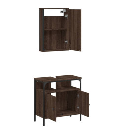 Ensemble de meubles de salle de bain 2 pcs Chêne marron