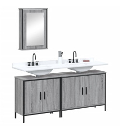 Ensemble de meubles de salle de bain 3 pcs Sonoma gris