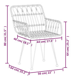 Ensemble à dîner de jardin 9 pcs Noir Résine tressée