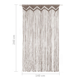 Rideau en macramé Taupe 140x240 cm Coton