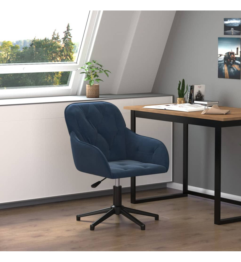 Chaise pivotante de bureau Bleu Velours