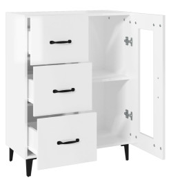 Buffet Blanc brillant 69,5x34x90 cm Bois d'ingénierie