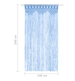 Rideau en macramé Bleu 140x240 cm Coton