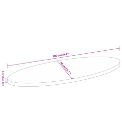 Dessus de table 100x40x3,8 cm ovale bois massif d'acacia