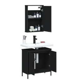 Ensemble de meubles salle de bain 2 pcs noir bois d'ingénierie