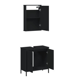 Ensemble de meubles salle de bain 2 pcs noir bois d'ingénierie