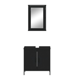 Ensemble de meubles salle de bain 2 pcs noir bois d'ingénierie