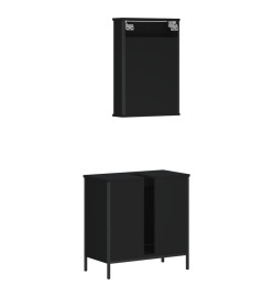 Ensemble de meubles salle de bain 2 pcs noir bois d'ingénierie