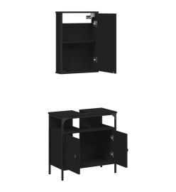 Ensemble de meubles salle de bain 2 pcs noir bois d'ingénierie