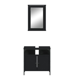 Ensemble de meubles salle de bain 2 pcs noir bois d'ingénierie