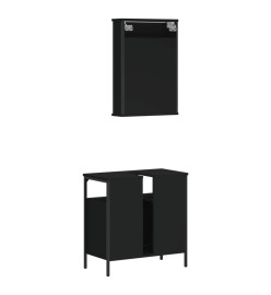 Ensemble de meubles salle de bain 2 pcs noir bois d'ingénierie