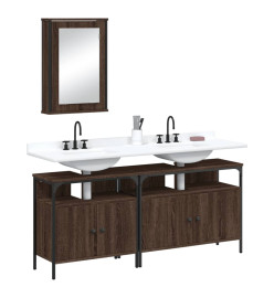 Ensemble de meubles de salle de bain 3 pcs Chêne marron