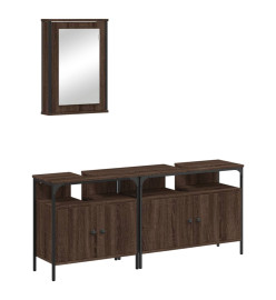 Ensemble de meubles de salle de bain 3 pcs Chêne marron