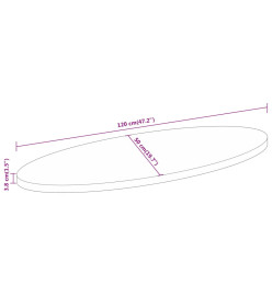 Dessus de table 120x50x3,8 cm ovale bois massif d'acacia