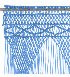 Rideau en macramé Bleu 140x240 cm Coton