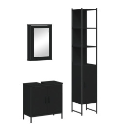 Ensemble de meubles salle de bain 3 pcs noir bois d'ingénierie