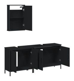 Ensemble de meubles salle de bain 3 pcs noir bois d'ingénierie