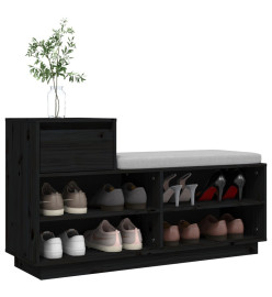 Armoire à chaussures Noir 110x34x61 cm Bois de pin massif