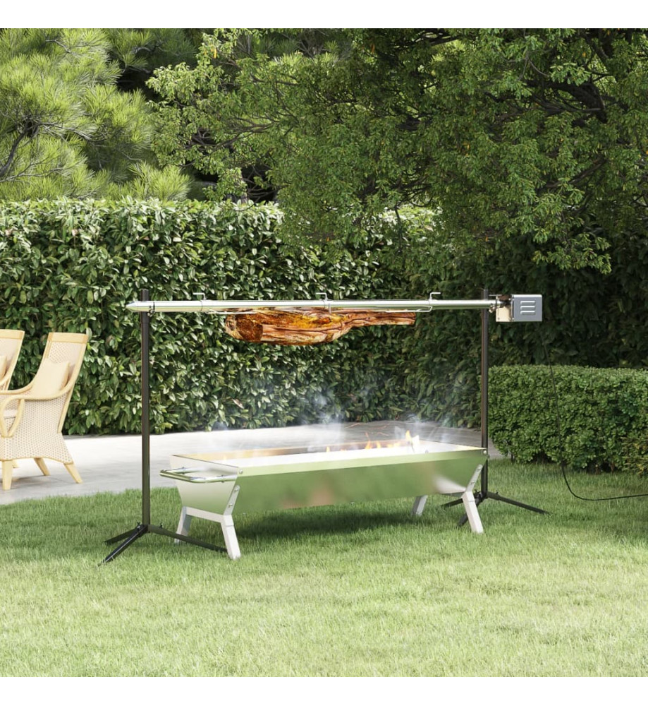 Plateau pour barbecue Argenté 118x42x30,5 cm Acier inoxydable