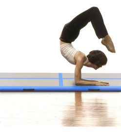 Tapis gonflable de gymnastique avec pompe 500x100x10cm PVC Bleu