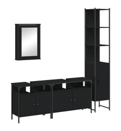 Ensemble de meubles salle de bain 4 pcs noir bois d'ingénierie