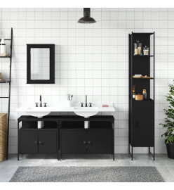 Ensemble de meubles salle de bain 4 pcs noir bois d'ingénierie