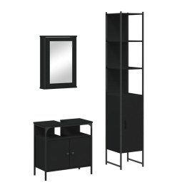 Ensemble de meubles salle de bain 3 pcs noir bois d'ingénierie