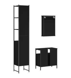 Ensemble de meubles salle de bain 3 pcs noir bois d'ingénierie