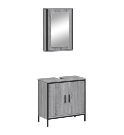 Ensemble de meubles de salle de bain 2 pcs Sonoma gris