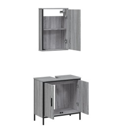 Ensemble de meubles de salle de bain 2 pcs Sonoma gris